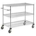 Global Equipment Nexel    Curbside Cart, Chrome, 72"L x 18"W x 43"H, 2 Wire, 1 Solid Shelf, Pneumatic Casters CS18722CP